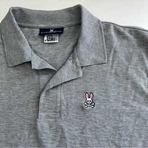 Psycho Bunny Men’s Short Sleeve Gray Logo Polo 8 Pima‎ Cotton